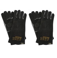 Welding Gloves 2 Log Fire Wood Burner Glove Stove Welders Gauntlet Hi Heat