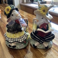 A Pair Of Vintage Fitz And Floyd Harvest Farm Mr and Mrs Goat figurines.