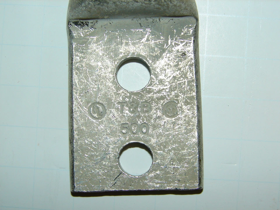 THOMAS & BETTS 54218 500 MCM 2 AGUJEROS 3/8" LENGÜETA CORTA MARRÓN 87 CRIMPADO (LOTE DE 10) NNB Foto 2 de 2