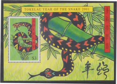 Tokelau 2001 - Año de la Serpiente - Hoja en miniatura - Estampillada sin montar o nunca montada - Imagen 1 de 1