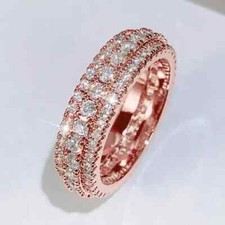 14K Rose Gold Plated 2Ct Round Cut Lab Created Diamond Wedding EternityBand Ring