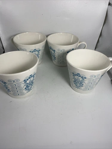 Syracuse Syralite Teal Flowers & Swirls Replacement Coffee Cups Set Of 4 BB14