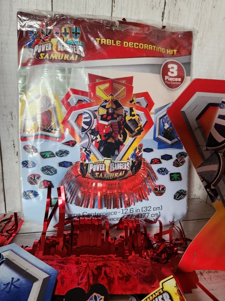 Kit de decoración de mesa Power Rangers Samurai fiesta de cumpleaños SIN CONFETI Foto 2 de 4