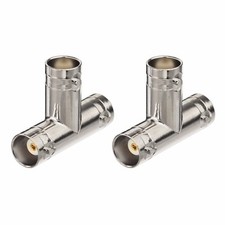 2-Pack BNC Female to Female to Female Connector Adapter for CCTV CATV Camera