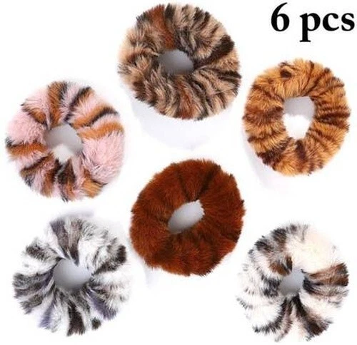 6 Piece Soft Fur Hair Ties Hair Bands Scrunchies for Women Girls Multicolor - Image 2 of 2