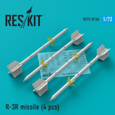 1/72 Reskit RS72-0136 R-3R missiles for MiG-21/23 (4 pcs)