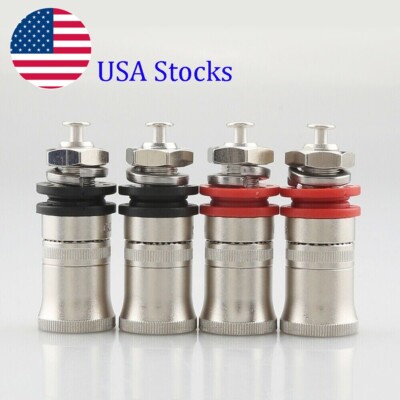 4 Pcs Rhodium Plated Speaker Amplifier Binding Post Terminal Banana Plug Socket