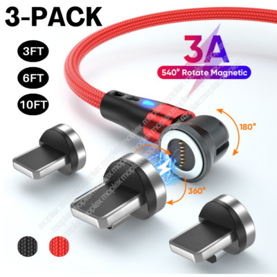 180+360° Rotate Magnetic USB A Cable Micro USB Charger For iPhone 14 13 12 11 XR