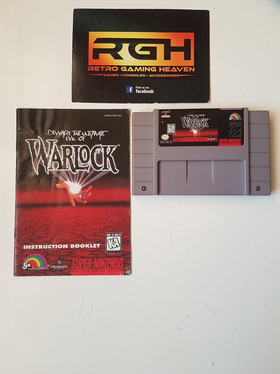 WARLOCK SUPER NINTENDO USA SNES GAME CART MANUAL GOOD CON