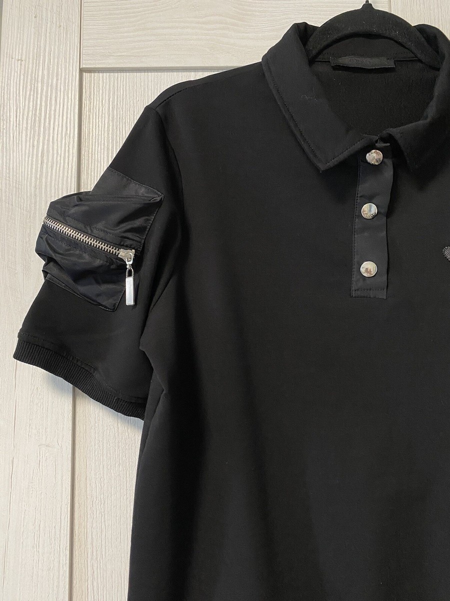 PRADA WOMENS CLASSIC LOGO POLO T-SHIRT VINTAGE ZIP POCKETS PRADA WOMENS CLASSIC LOGO POLO T-SHIRT VINTAGE ZIP POCKETS