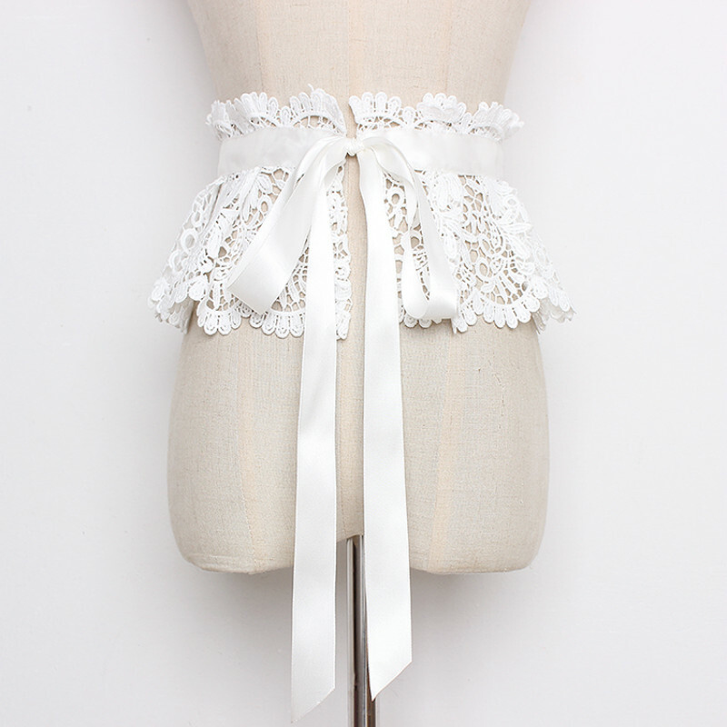 Ladies Lace Belt Satin Ribbon Obi Wide Dress Waistband Floral Hollow Out  Tie Up | eBay
