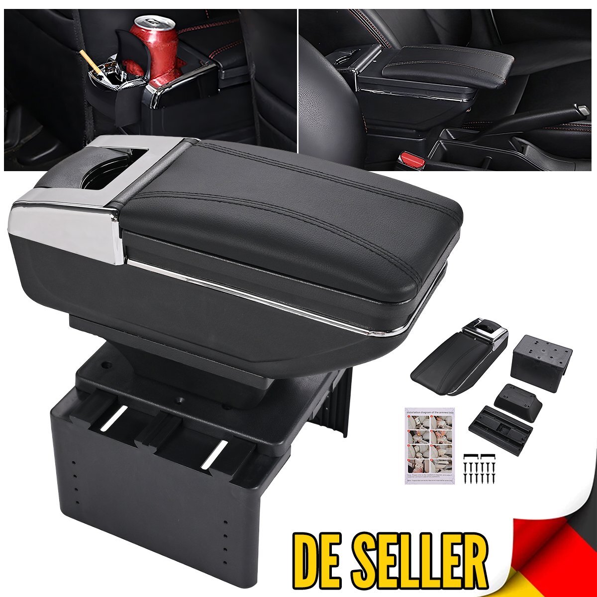 Mittelarmlehne Mittelkonsole Armlehne Armauflage Staufach für Auto KFZ Universal