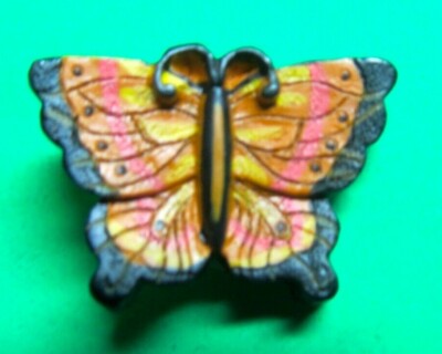 (1) LaMODE 1 1/8'' BROWN PINK GOLD BUTTERFLY PLASTIC SHANK NOVELTY BUTTON-D11
