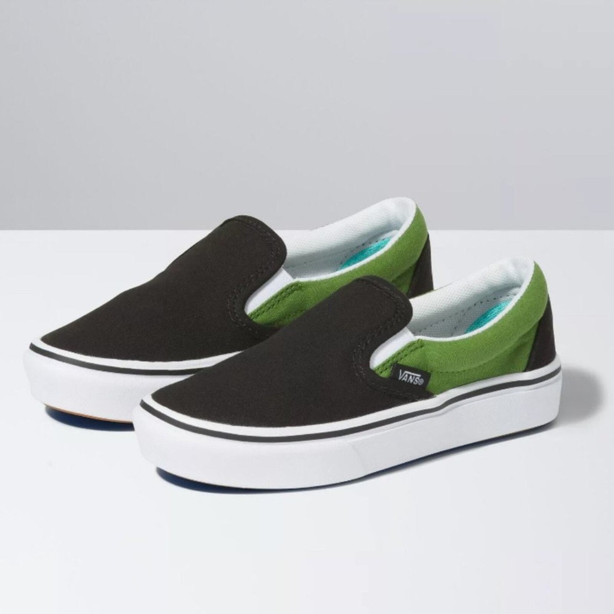 NEW Vans Kids 2-TONE Comfycush Slip-On Skate Shoe Cactus/Black 
