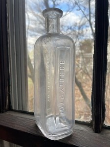 Vintage  BOROLYPTOL Glass Bottle 1800s Apothecary Rx Pharmacy