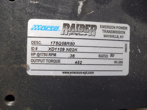 MORSE RAIDER 175Q56R50 Right Output, 7/8 " output shaft, 50:1 ratio, 3/4" input