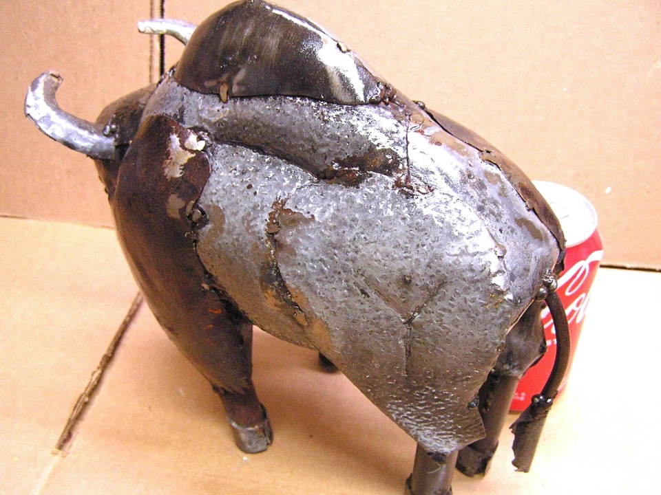Arte en metal escultura de bisonte de búfalo, arte de hierro chatarra, #21 Foto 2 de 4