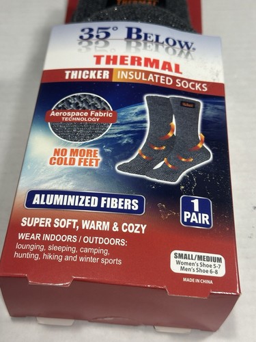 35 below thermal thicker insulated crew socks super soft unsex 1 pair grey - Picture 2 of 6