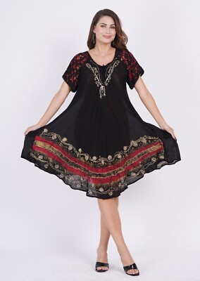 women's embroidered summer dress Skyraze Women's Vintage Cottagecore Embroidered Chiffon Beige Floral Daisy Midi Dress, Summer Beach Vacation Holiday Casual Party Picnic Elegant Luxury