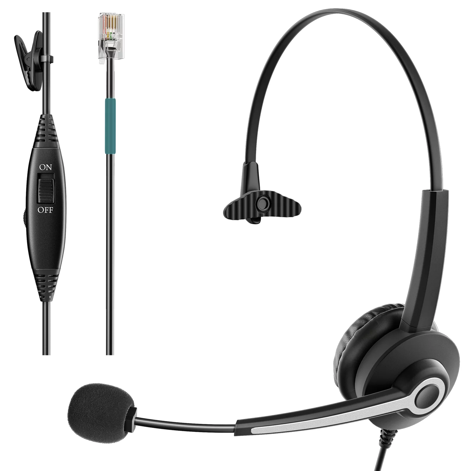 Wantek RJ9 Phone Headset for Office Phones Wired Telephone Headset with Mic