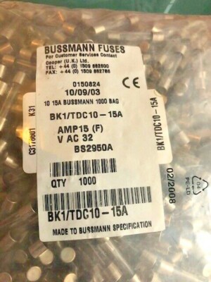 100 Stück BK1 TDC10-15A Bussmann Sicherungen C10 15A 32V AC DC Fuse Kassette
