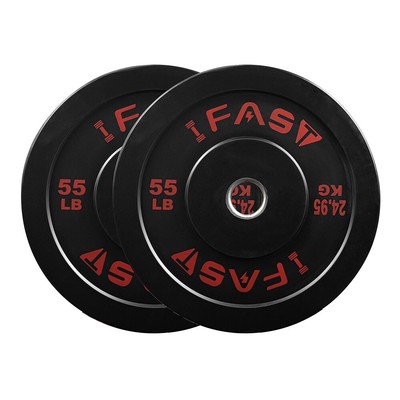 Rubber Bumper Weight Plates 55lb Set for Home Gym Strength Training