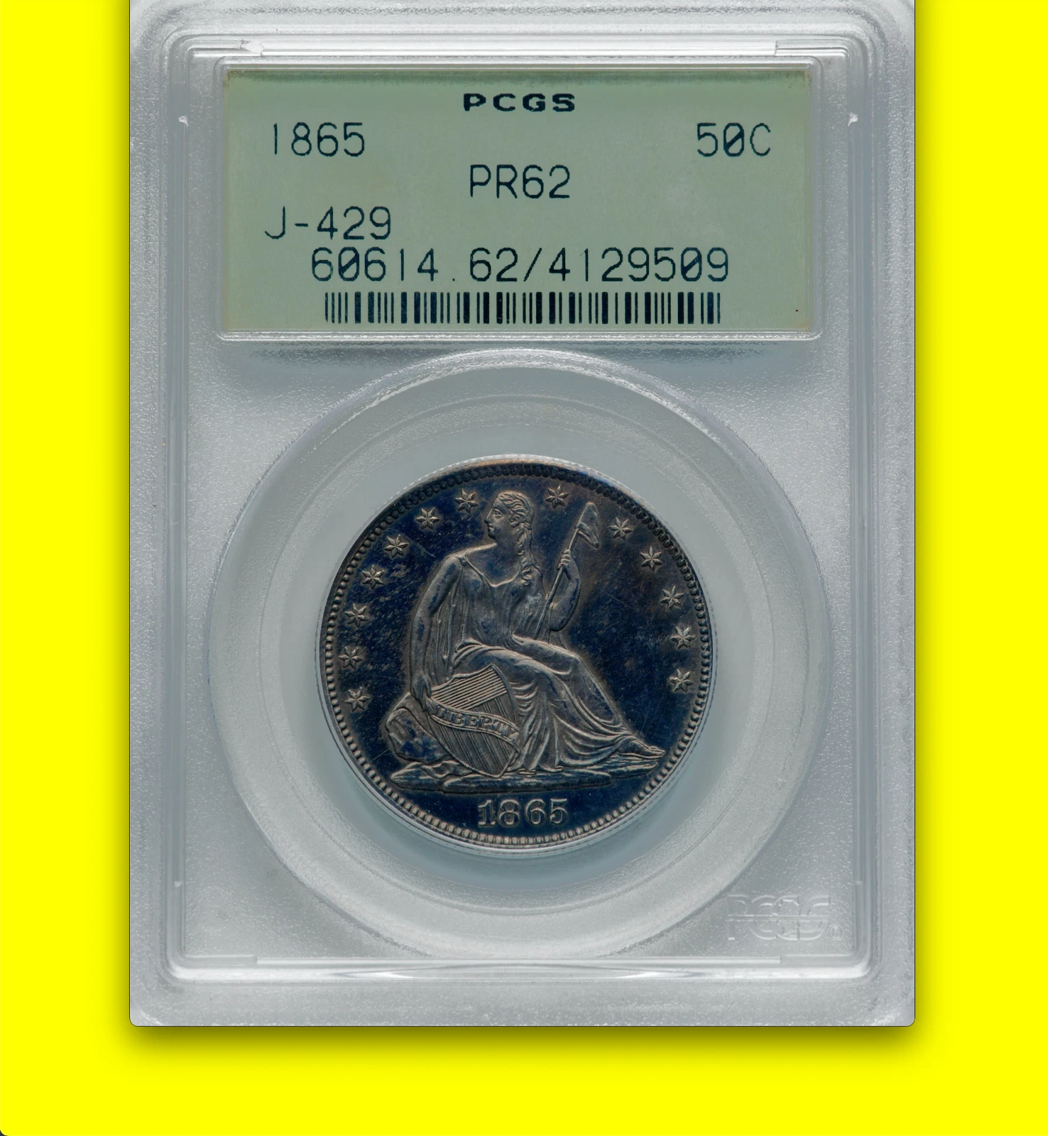 1865 PCGS PR62 Transitional 7 MINTED ✅ '66 Obv, '66 Rev Seated Half Dollar J-429