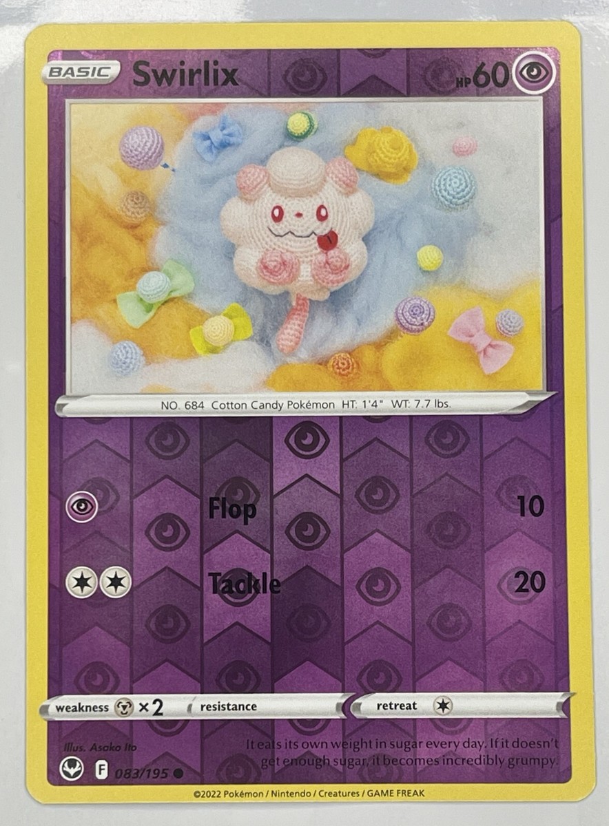 Pokemon TCG Swirlix 083/195 Silver Tempest Reverse Holo Card