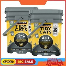 2 Packs Purina Tidy Cats 4-in-1 Clumping Cat Litter, Odor Control, 35 lb. Pail