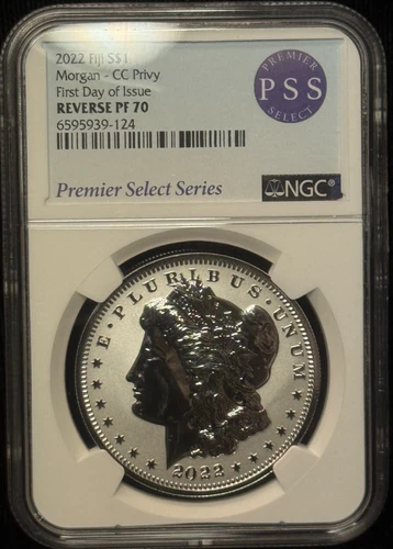 2022 Fiji NGC Rev PF 70 Morgan CC Privy Silver Dollar S$1 Commemorative - 124