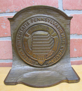 UNIVERSITY of PENNSYLVANIA Antique Cast Iron Doorstop Bookend Art Statue CS&C Co