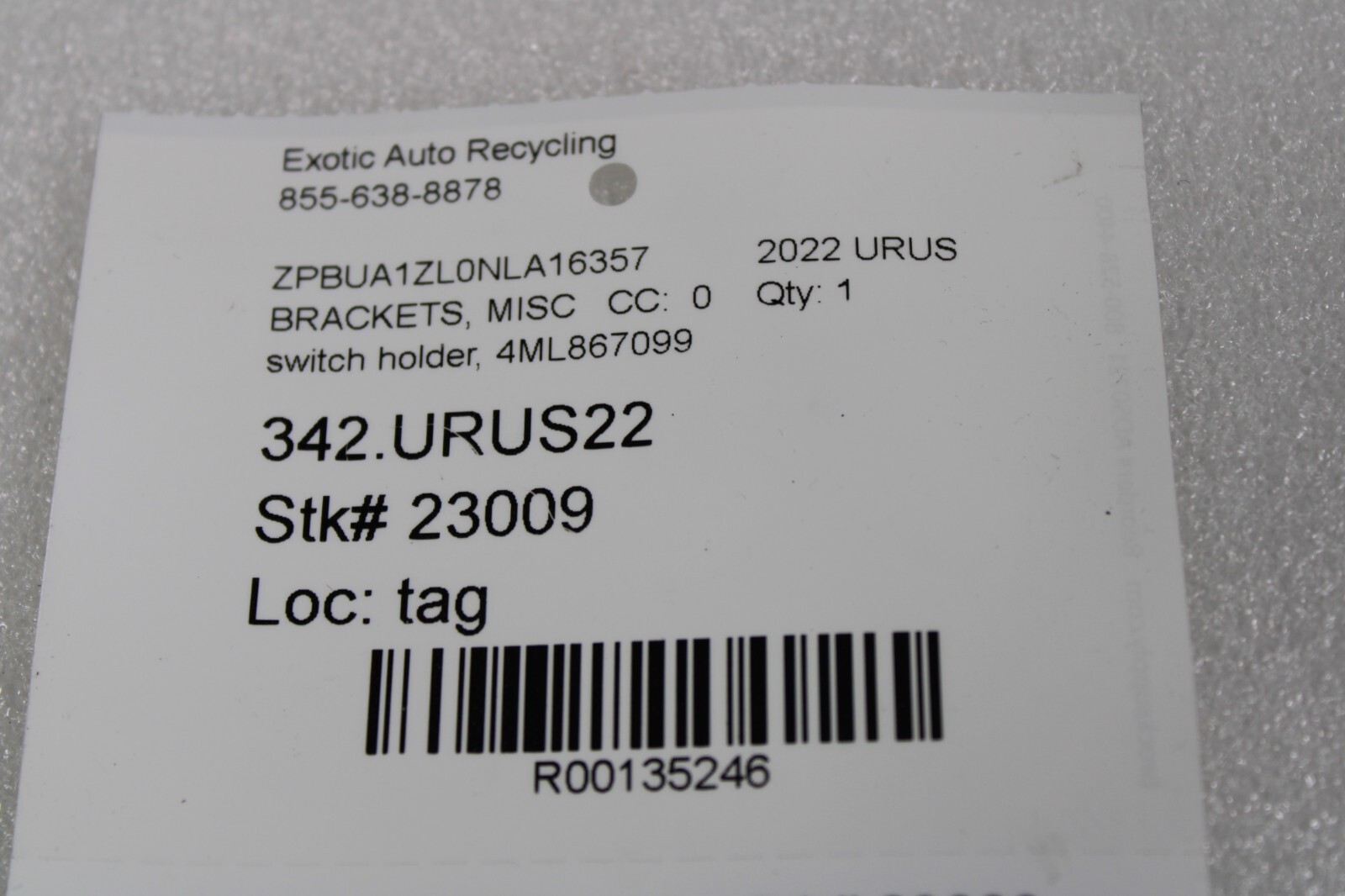 Lamborghini Urus, Switch Holder Bracket, Used, P/N 4ML867099