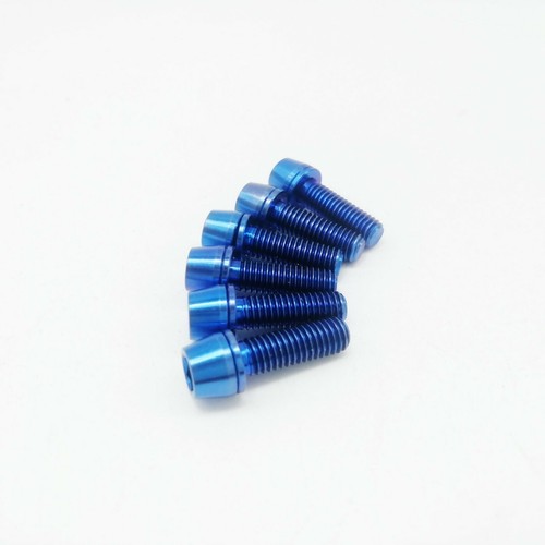 Titanium Ti Blue M5x16 Bolts Allen Hex Bike Tapered Head Screw Washer 6Pcs/lot - Picture 3 of 3