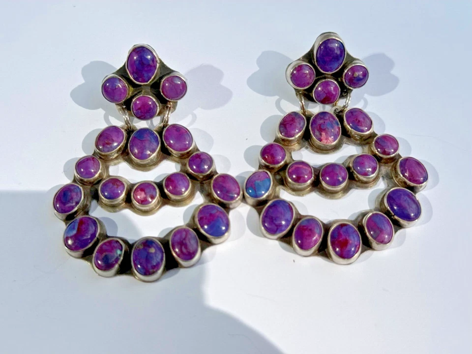 Pendientes Rocki Gorman KC Cook CANDELABRO GRANDE Turquesa Púrpura Foto 2 de 3