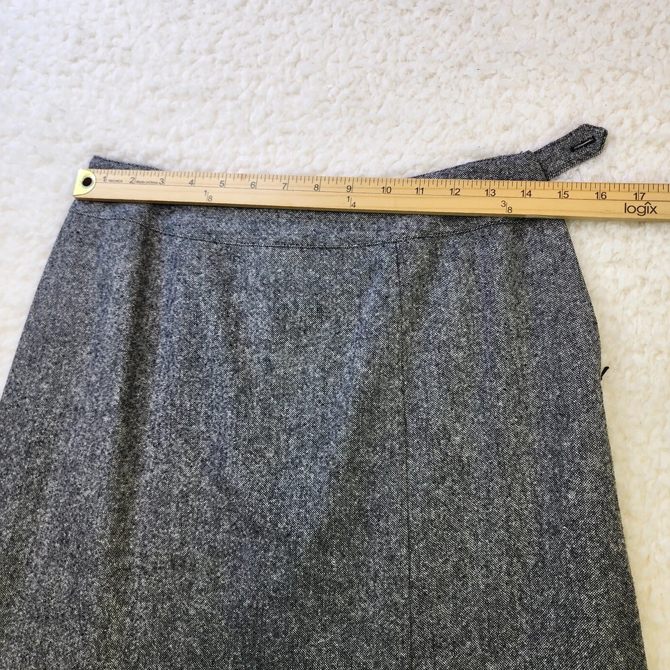 Falda Appleseeds Petite 6 Gris Lana Seda Línea A Minimalista Old Money Academia Foto 3 de 4