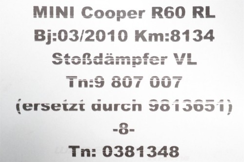 9807007 Federbein Stoßdämpfer vorne links VL OEM MINI R60 R61 Cooper 8.134km - Bild 9 von 9