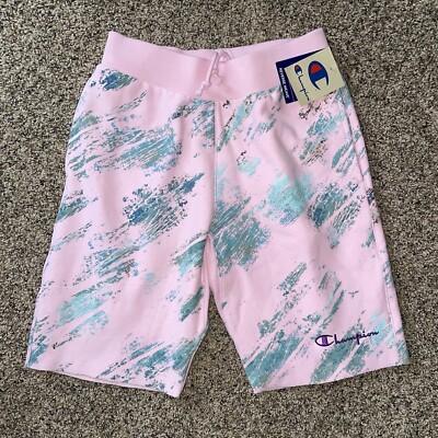 Champion Reverse Weave Pink Turquoise Blue Splatter Sweat Shorts