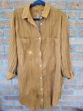 Urban Outfitters Kennedy Embroidered Crinkle Cotton Tunic Shirt Dress Sz S/Small