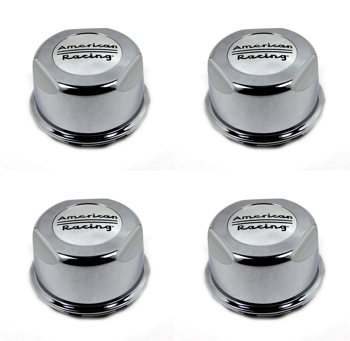 4 American Racing Chrome Wheel Center Caps for 5/6L AR321 Fuel