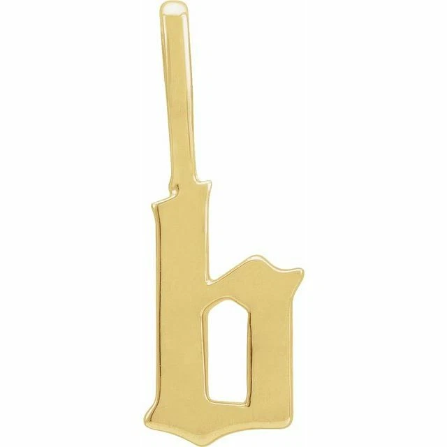 14K Gold Initial "B" Charm Pendant – Solid Yellow Gold Letter Jewelry