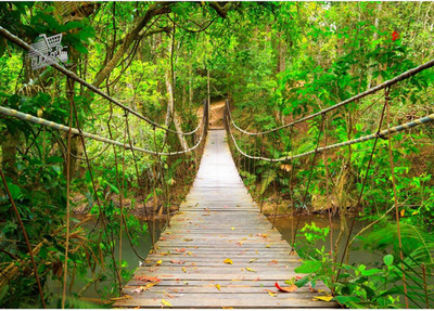 Photographic Wallpaper 396 X 280 Cm Forest Bridge | Fleece Wall Decoration