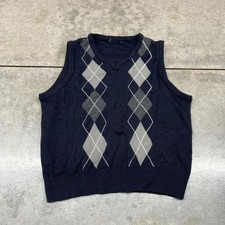vintage navy and grey argyle knit sweater vest size large