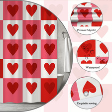 Colorful Heart Shower Curtain - Pink and Red Pattern for Kids Bathroom