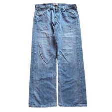 VTG Levis 501 Jeans Mens 36x30 Light Wash Blue Button Fly Straight Denim Distres