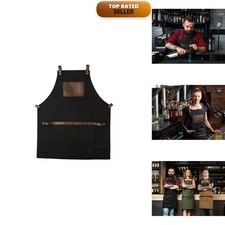 Black Canvas and Leather Apron for Chef Bartender Barista Barber Shop Grill