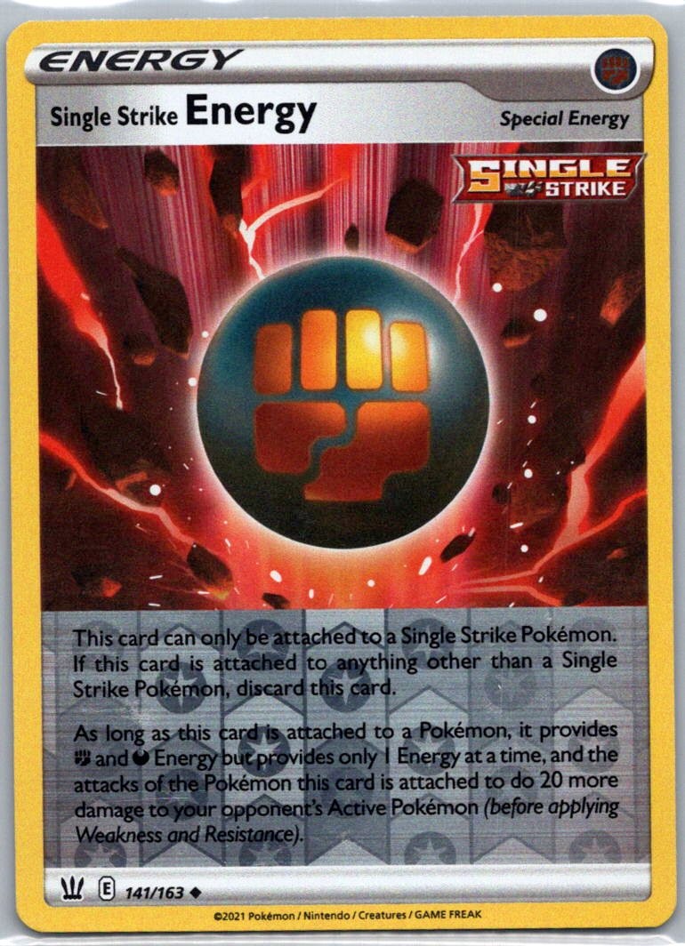 Pokemon TCG Single Strike Energy 141/163 Battle Styles Rev Holo LP