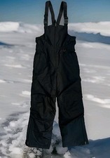 Lands End Kids Black Snow Pants Bib Overalls size 12 youth Unisex