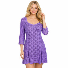 The Pyramid Collection Purple Lace Dress A-Line Cut Midi Romantic Boho Size 1X