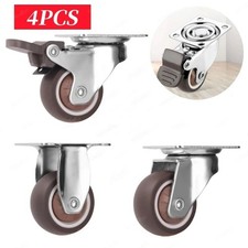 4 Pcs 4-Inch Black Locking Caster Wheels with Brake, Swivel Plate Casters