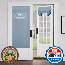 NICETOWN French Door Blackout Curtain 26x64" Greyish Blue Room Darkening Panel